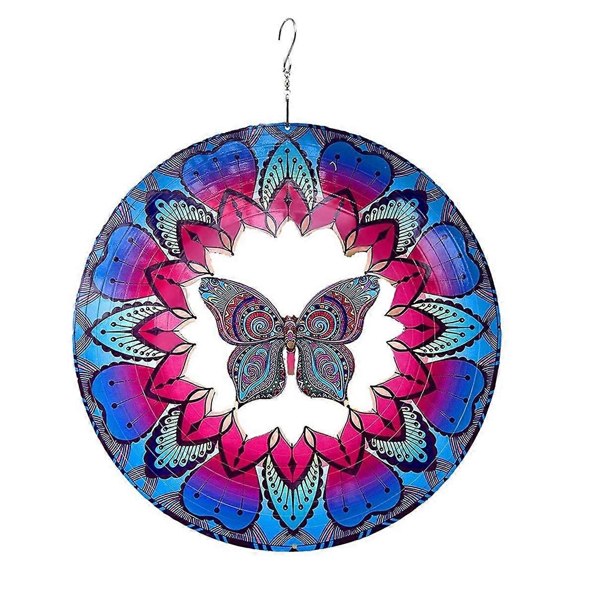 Wind Spinner Colorful Butterfly Stainless Steel Laser Cut Metal Double Sided Printing-Hanging Indoo