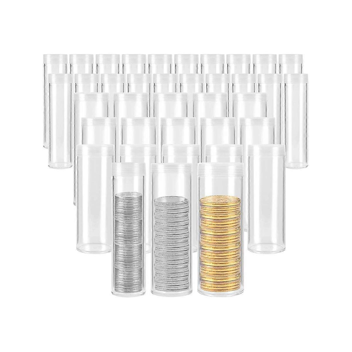 35 Pieces Coin Tubes Assorted Sizes Coin Storage Tubes Clear Plastic Coin Tubes Nickel Coin Tubes