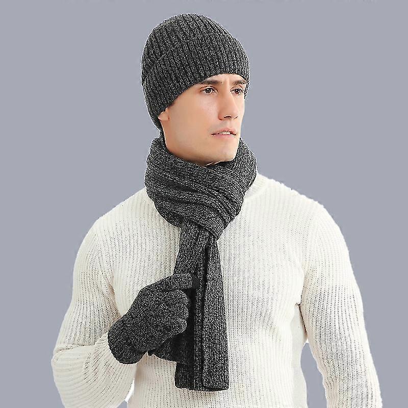 Autumn/winter Warming Set Mixed Knitted Wool Padded Hat Scarf Gloves