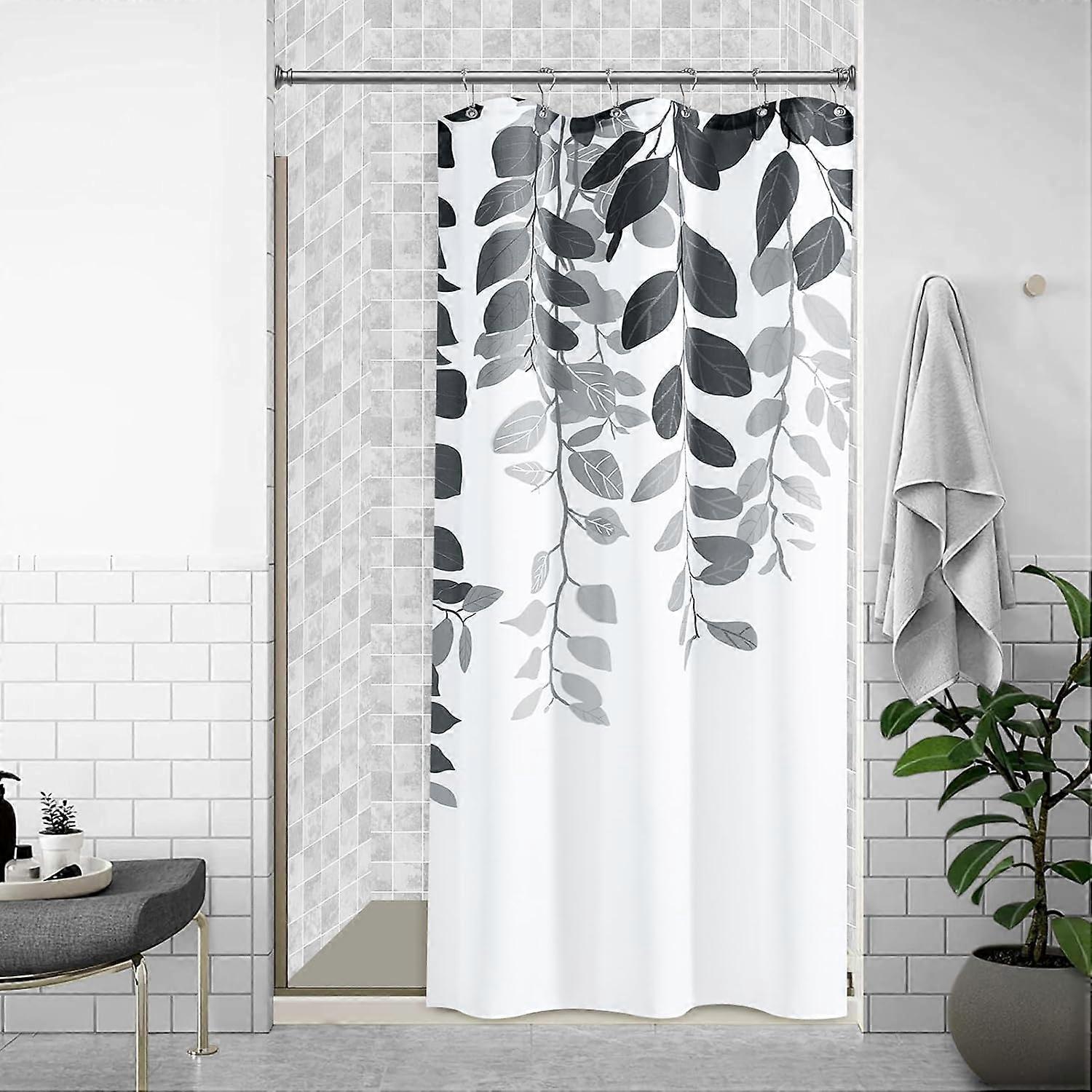 グレーストールサイズシャワーカーテン36x72インチ春ユーカリシャワーストールカーテンバスルームスラブテクスチャバスカーテン花葉植物シャワー