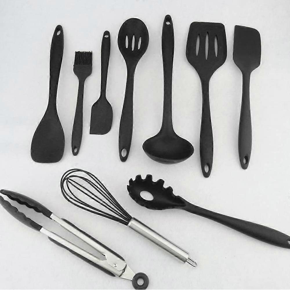 Black Silicone Kitchenware Set 10 Piece Non-stick Cookware Set Kitchen Tools