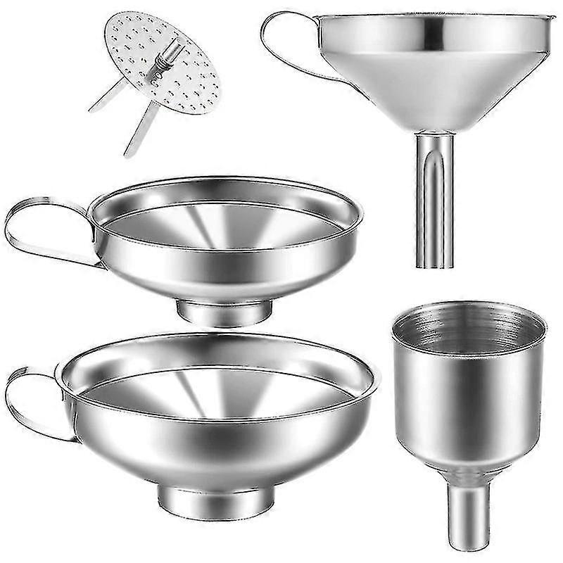 4 Pack Stainless Steel Kitchen Funnel Is Compatible Transferring Liquid