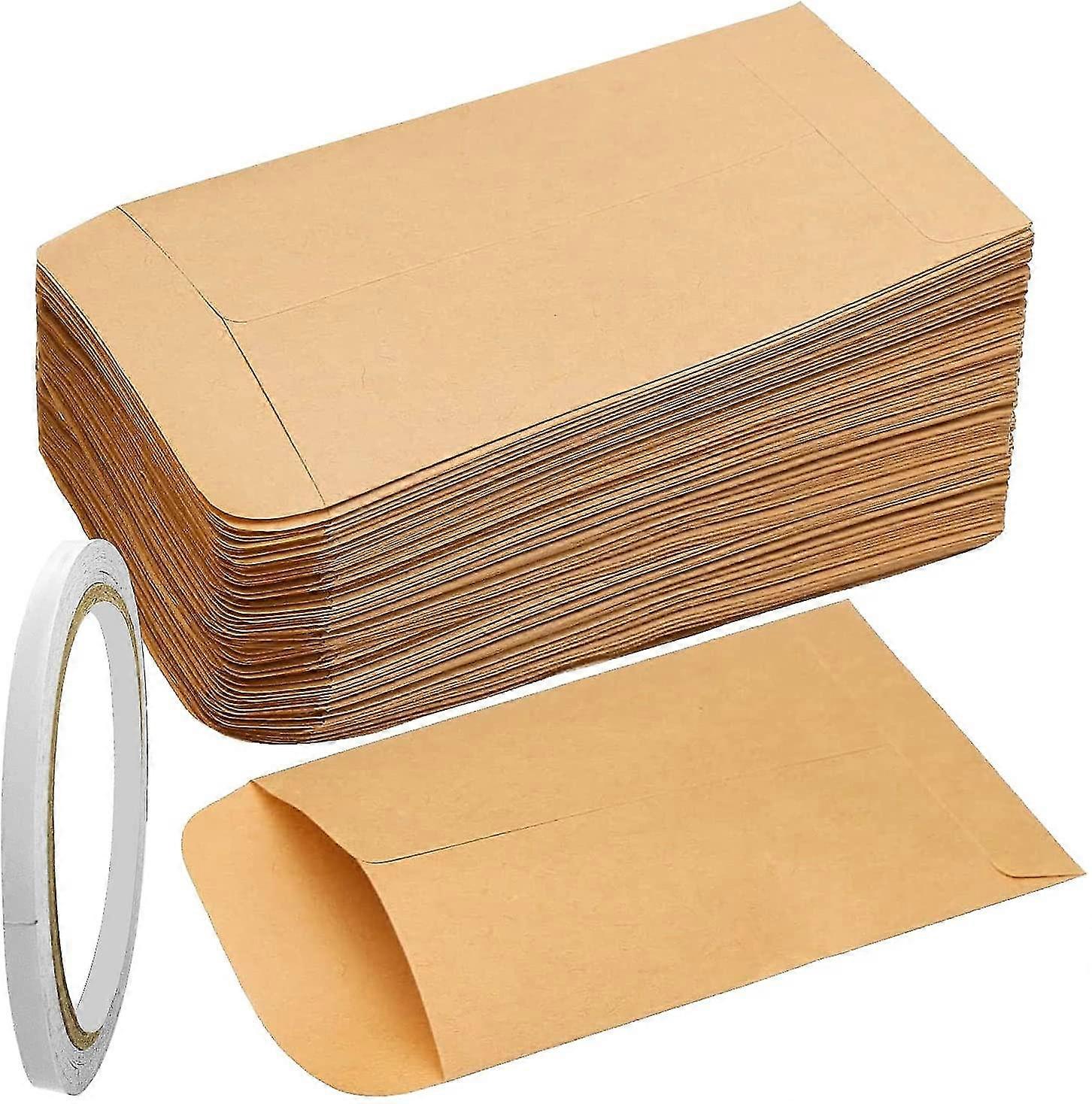100/200pcs Seed Envelopes With 1 Double-sided Tape, Small Brown Envelopes Seed