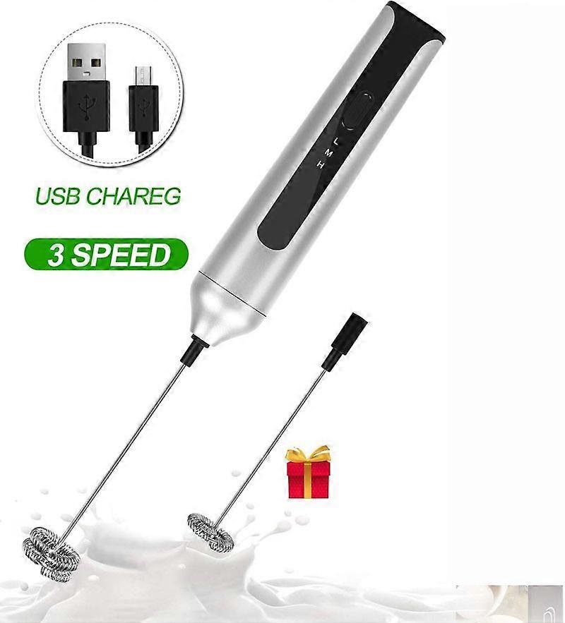 Electric Milk Fr  With Double Whisk, Usb Rechargeable, Black