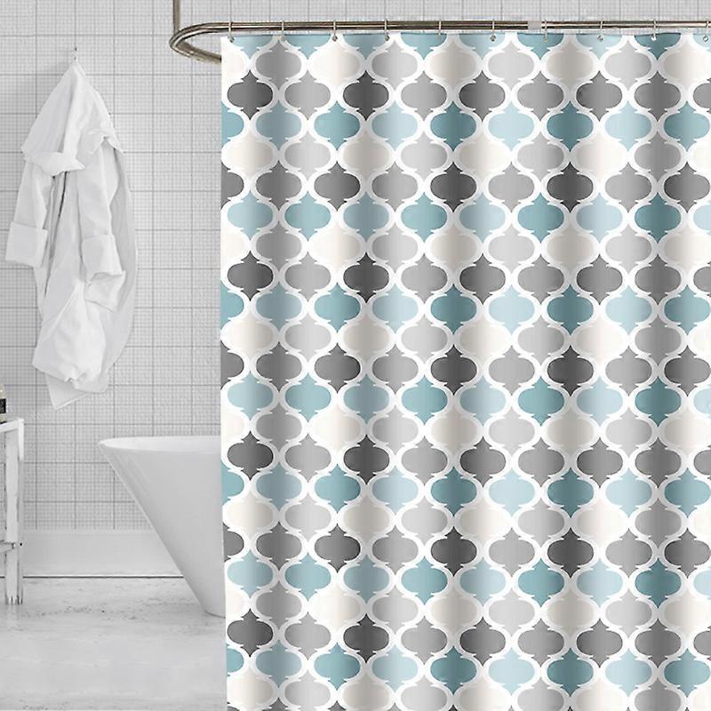 Waterproof and mold proof shower curtain (180 * 180cm) with geometric printed pattern, with 12 hooks