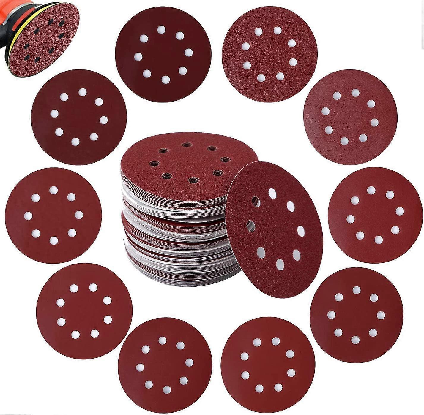 Sanding Disc 40/60/80/120/180/240/320/400/600/800 Sanding Discs (10 discs per grit size), Pack of 100 Sandpaper with Nylon Attachment for Orbital Sand