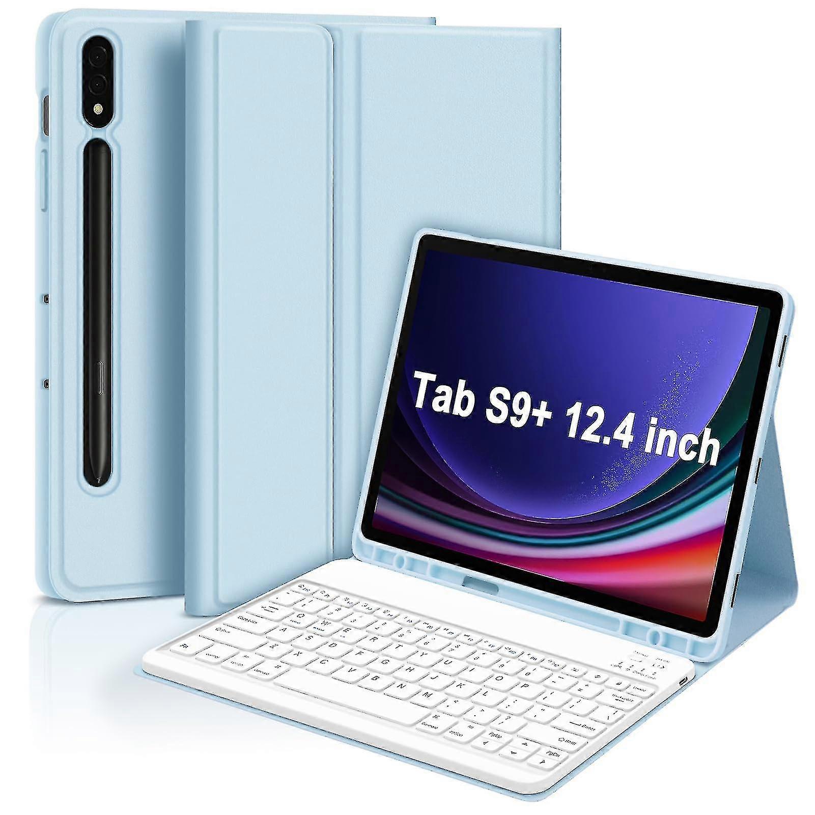 Leather Case With Wireless Bluetooth Keyboard For Samsung Galaxy Tab S9+ Sm-x810/x816b/x818u