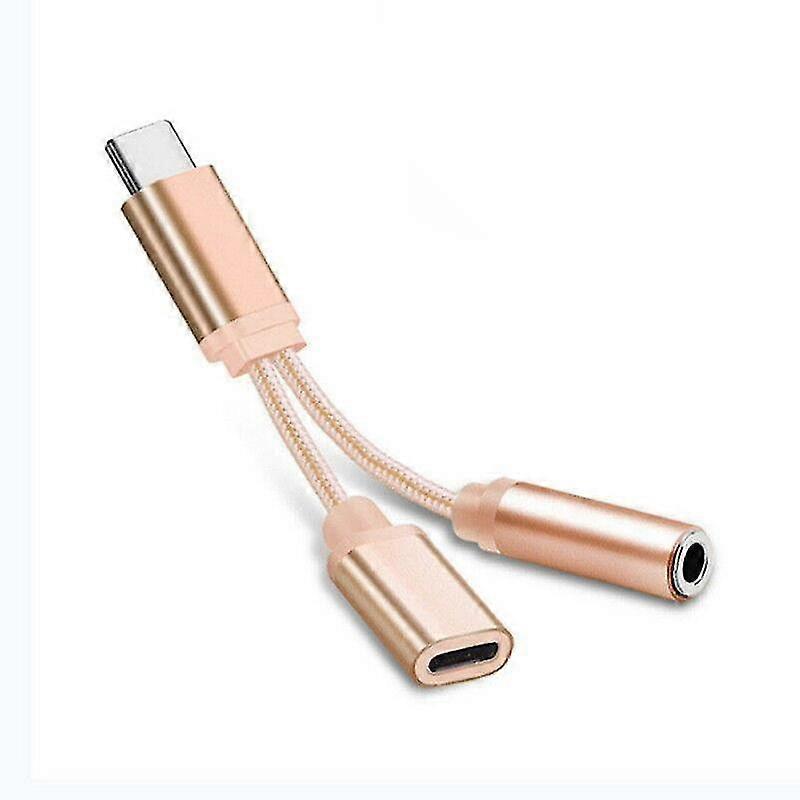 2 In 1 Type C Splitter For Charging Music Type C To 3.5mm Audio Aux Headphone
