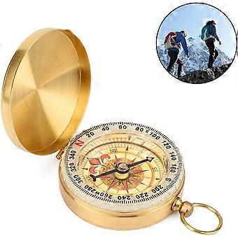 Measuring and Tracing Compass Outdoor, Portable Pocket Compass Brass Classic Compass Pocket Watch Waterproof Walking Compass Flip Cover with Luminous 