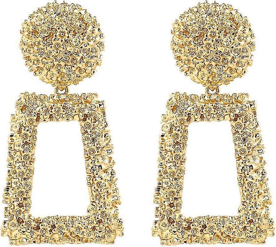 Drop Earrings Large Metal Rectangle Geometric Dangle Earrings Silver/gold