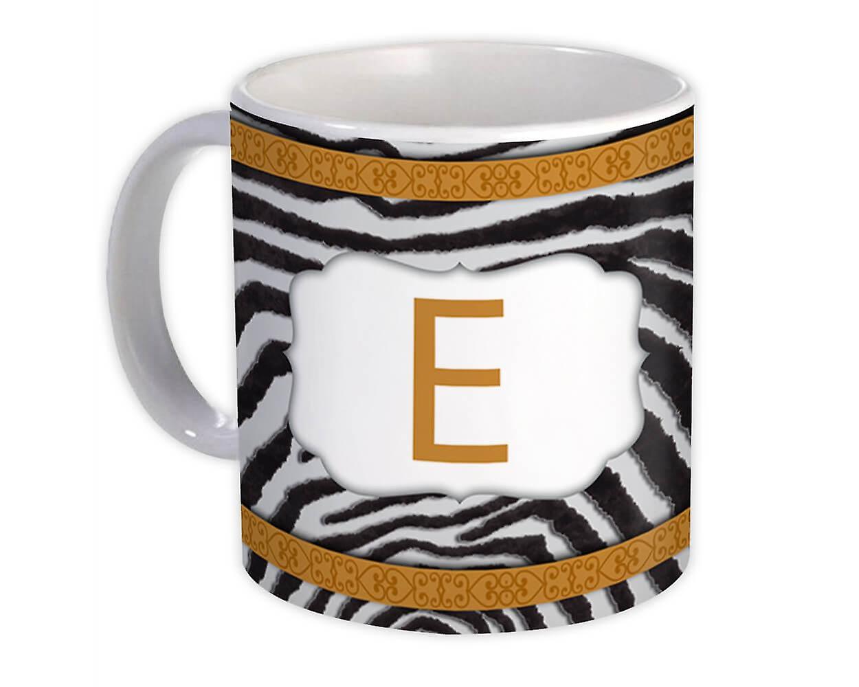 Hrnček na darček: Monogram Letter E Zebra