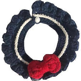 Knitted Dog Collar Pet Bow Collar Collar Cute Wool Cat And Dog Collar Scarf Clothing Accessories