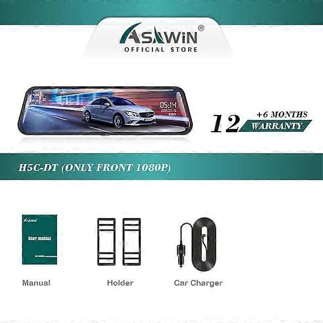 Asawin H5C 10 In Rear View Mirror Dashcam Front And Back For Car DVR Camera Dual Lens FULL Screen Touch IPS 24H Park Mode