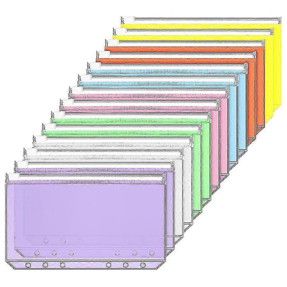 14 قطعة جيوب الموثق A6 الحجم 6 ثقوب الموثق سستة مجلدات للماء PVC أكياس أوراق فضفاضة لمدة 6 جودة عالية