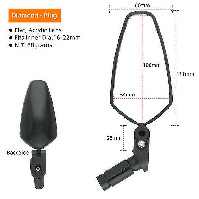 Bicycle 1PC Mirror Universal Left Right Mount Acrylic Convex or Flat Lens Rear View Sight Reflector Angle Adjustable