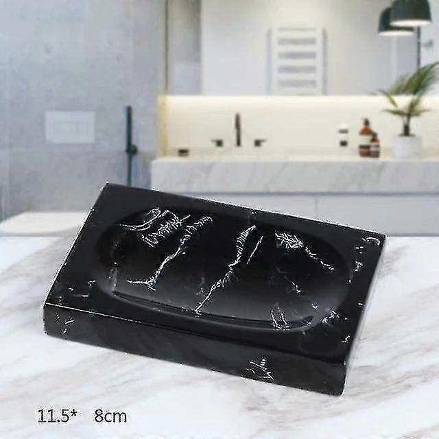 HMWY-Soap Box Marble Pattern Soap Draining Dish black
