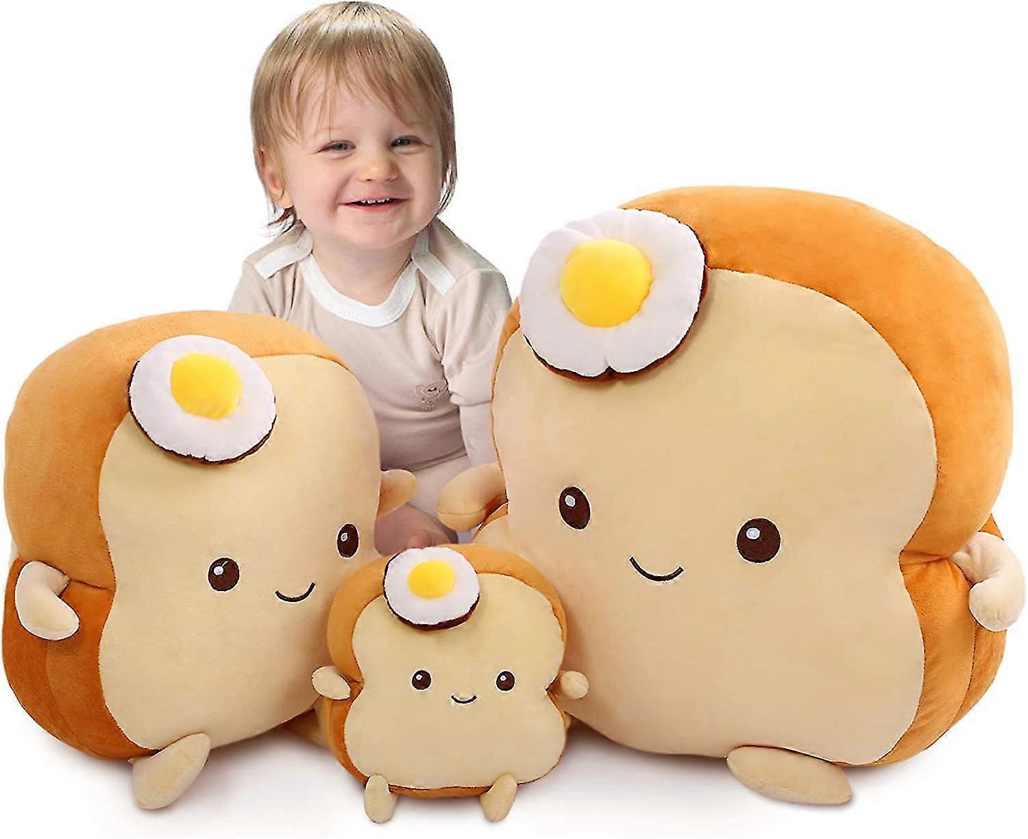 Fried Egg Toast Bread Stuffed Pillow, Big Hugging Chubby Sleep Bread Stuffed Plush Toy, Fluffy Soft Toast Bread Sofa Cushion Stuffed Toy For Kids Adul