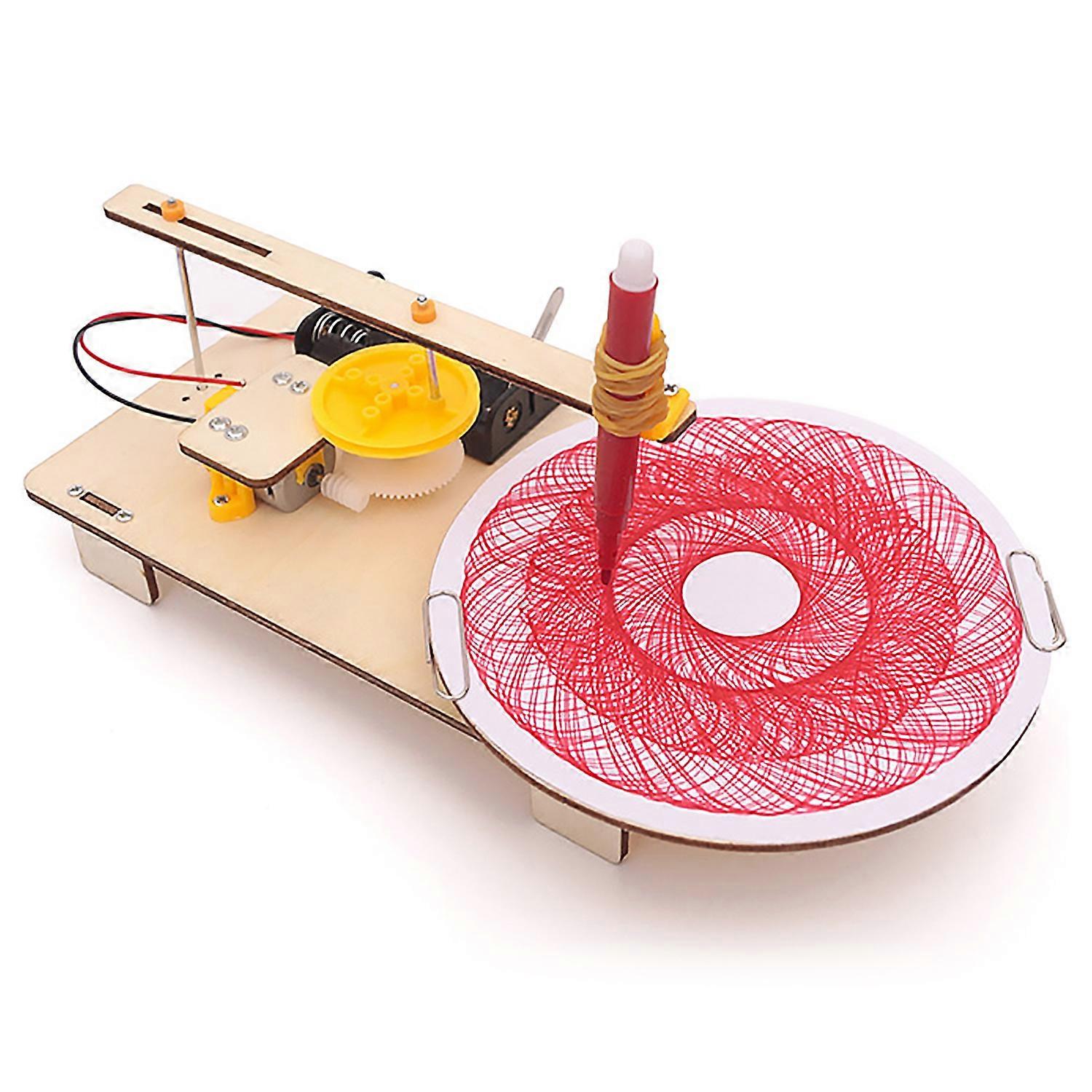 Science Toy Kids Creative Gift DIY Assembled Wooden Electric Plotter Kit Model