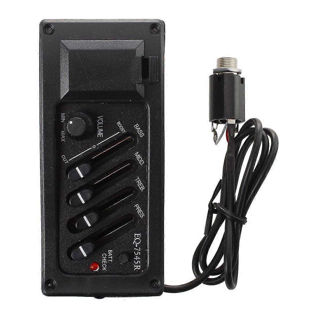 Complete Kit Eq Pre-amp Plus Pickup For Acoustic Guitar 7545r-4 Bands Plus Colume Control, Supplied With A Battery Box