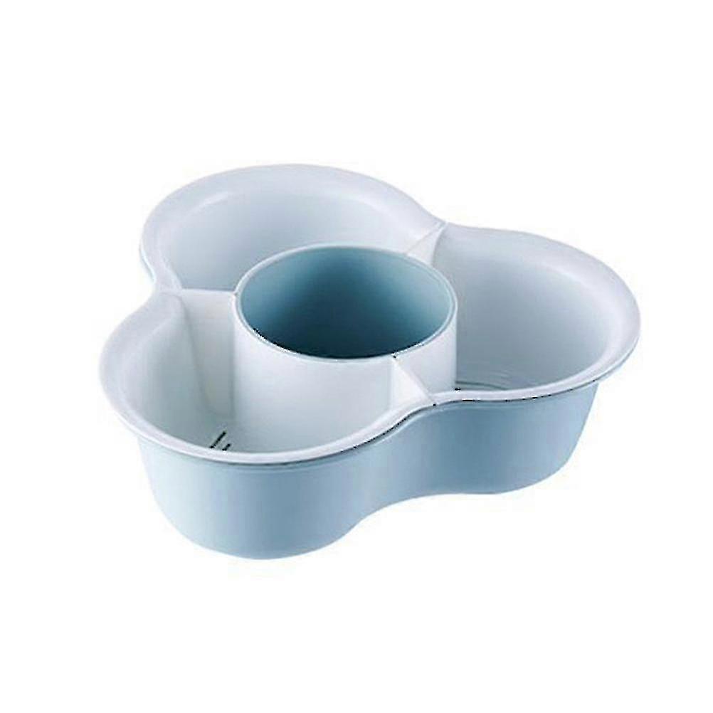1pc Household Drain Basket Hot Pot Vegetable Draining Basket Kitchen Plastic Vegetable Baskets Double-layer Fruit Basket For Home Store Use Sky-blue