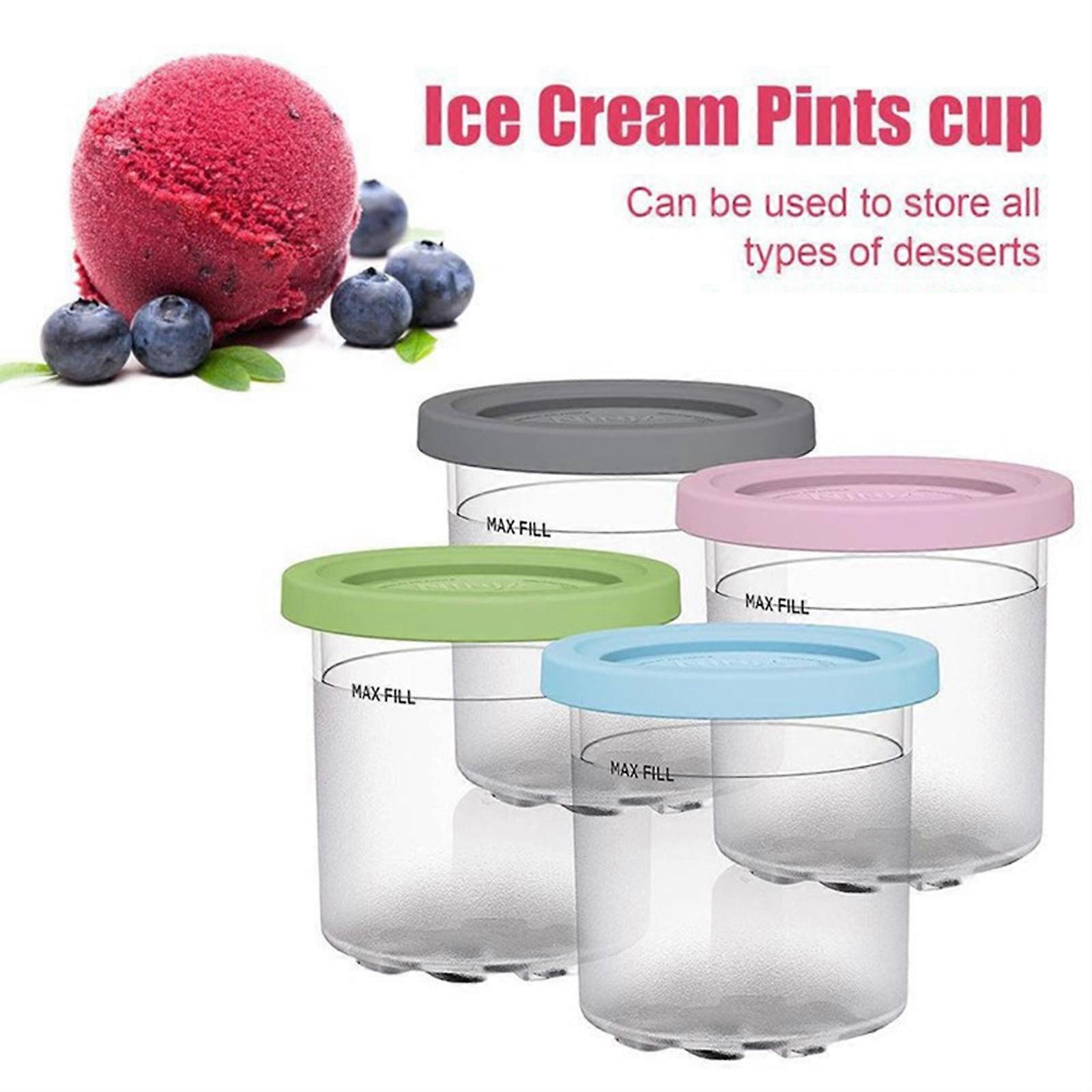 For Ninja Creami Deluxe Pints and Lids 4 Pack, Compatible with Ninja 11-in-1 NC501 NC500 Series Creami Deluxe Ice Cream Maker