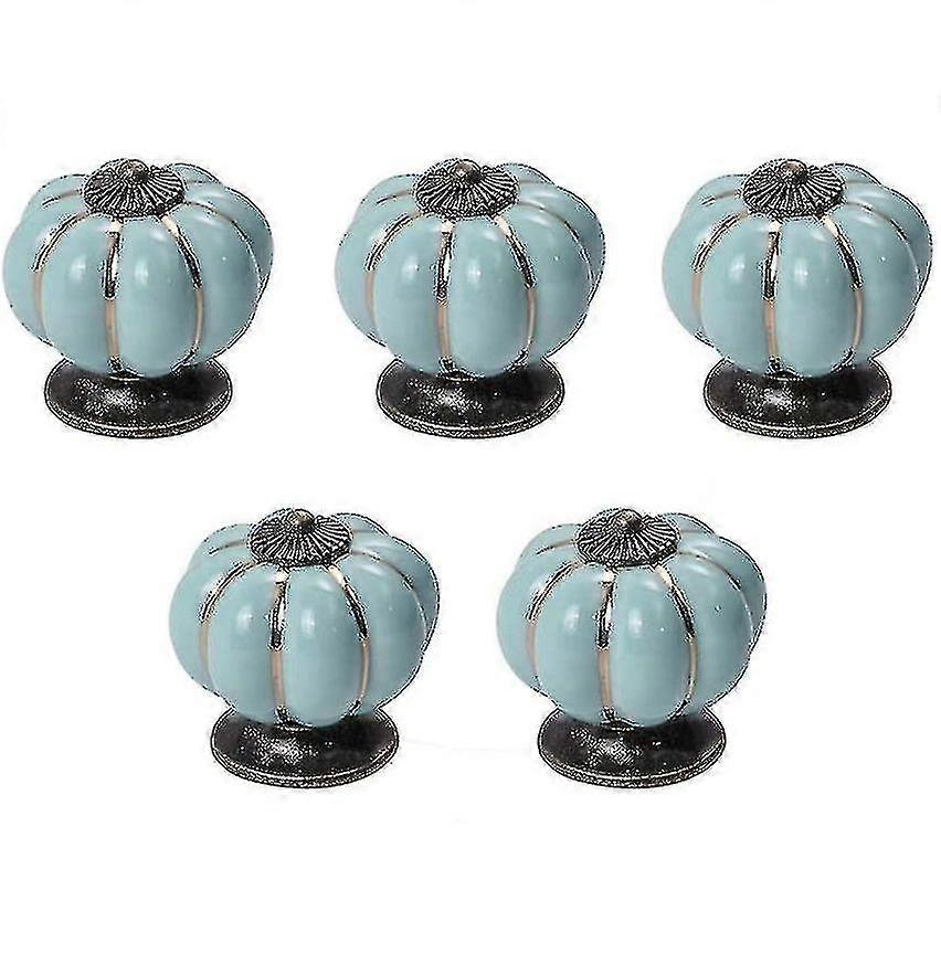 5pcs Kitchen Cabinet Knobs, Retro Ceramic Cupboard Drawer Pull Handle, Door Wardrobe Furniture Handle