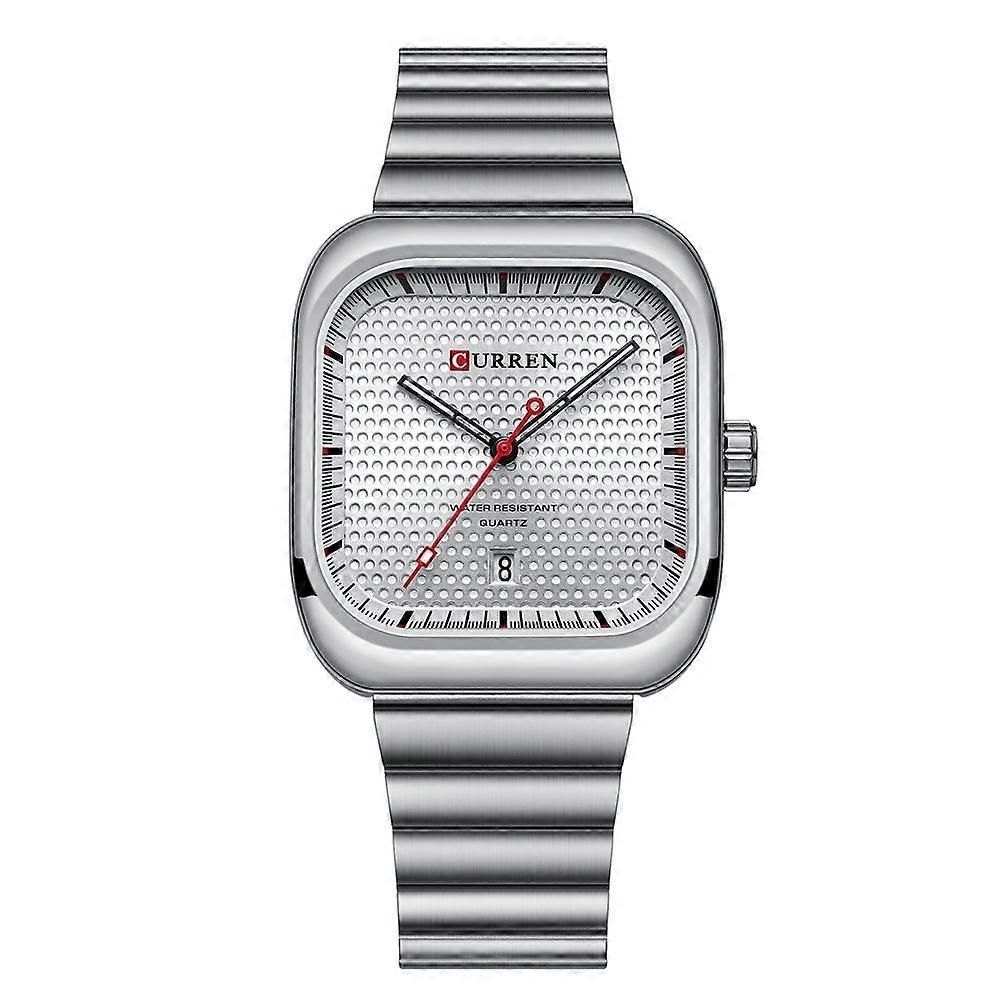 Curren Square Men kvarc Watch White Shell White