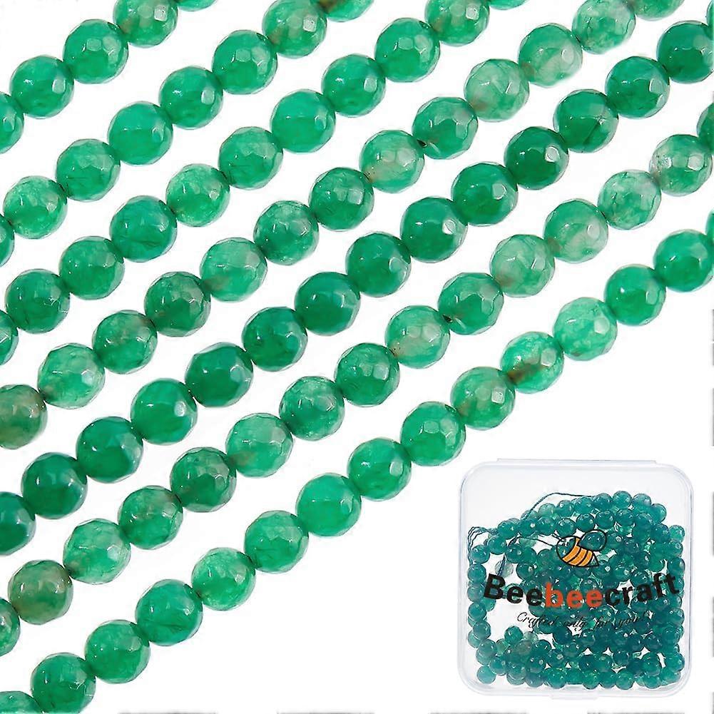 DIY 1 Box 180Pcs Natural Flower Amazonite White Jade Beads Strands 6mm Faceted Round Green Gemstone Spacer Loose Beads for Jewellery Crafts Making DIY