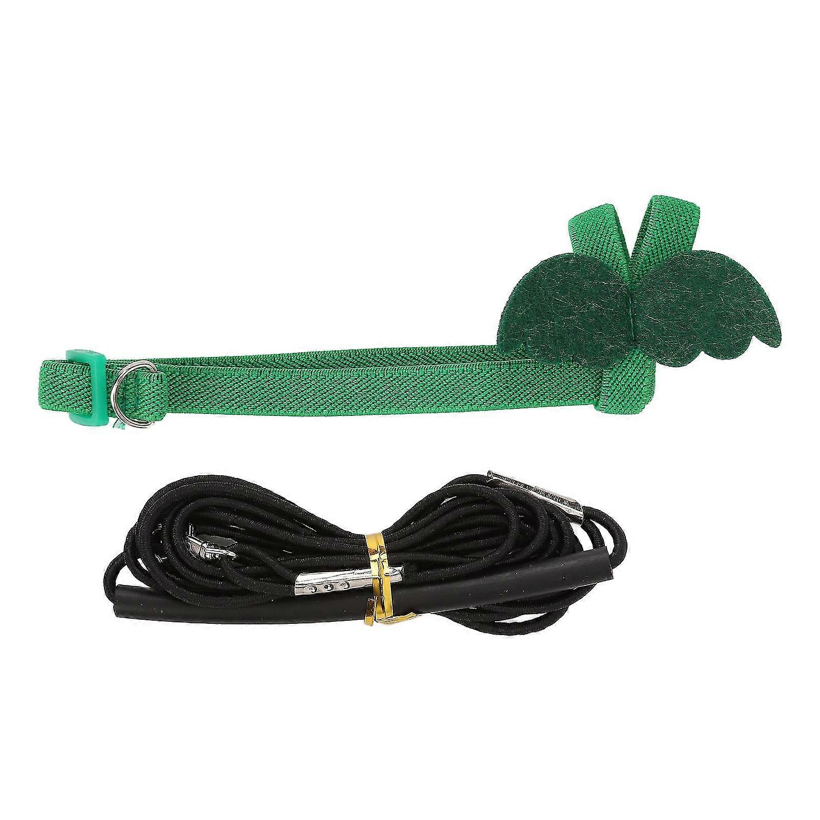 Bird Harness Adjustable Elastic Bite Resistant Ergonomic Leash with Traction Rope and Cute Wings L Green