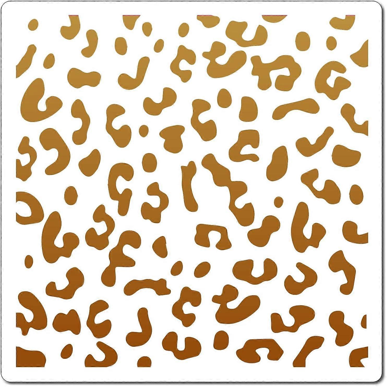 Leopard Print Stencil Template Geometric Pattern 30x30cm Large Reusable Plastic Square Stencil Sign for Painting on Wood Wall Scrapbook Card Floor Dra