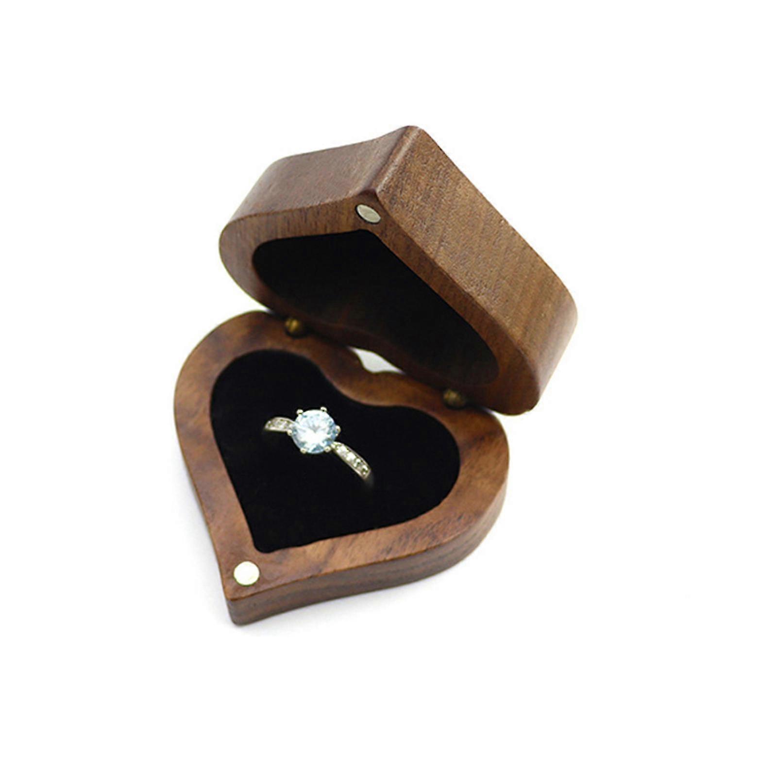 Premium Wooden Engagement Ring Box Flat Ring Box For Wedding,proposal