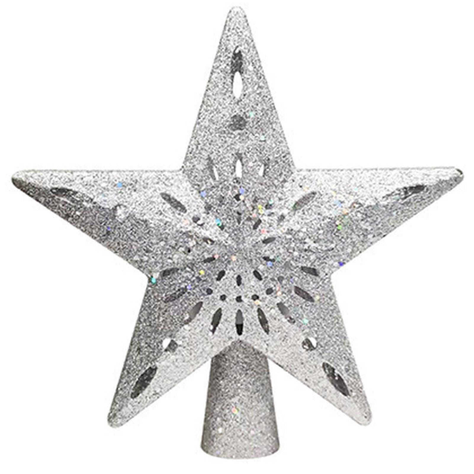 Christmas Tree Topper with Rotating Projection LED Lights, 3D Glitter Snowflake Projector for Holiday Party Xmas Decorations
