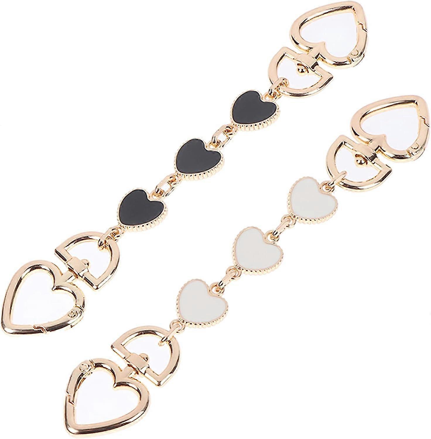 Dww-2 chanes d'extension de sac main (noir et blanc), pendentif de chane d'extension de sac main en forme de cur, accessoire de remplacement pour le