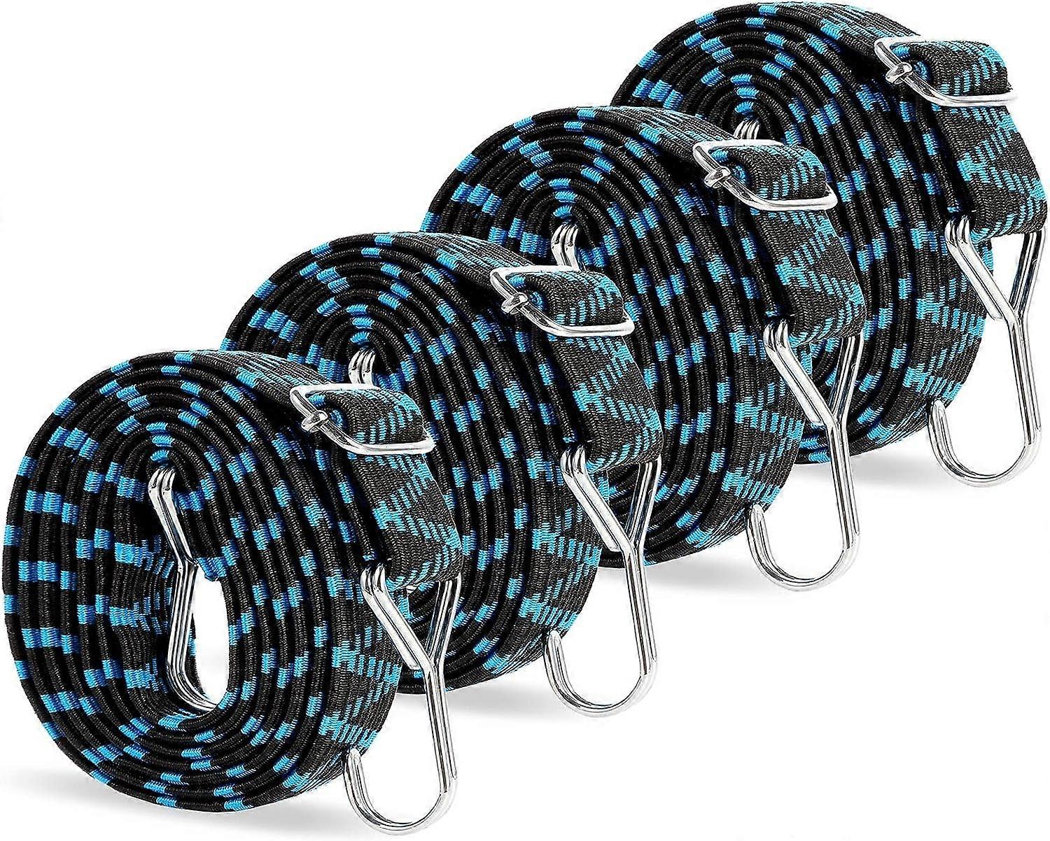 Flat Elastic Tensioners with 2M Hooks, Adjustable Elastic Bungee Cord with Metal Hook, Elastic Rope for Luggage, Wide Elastic Moving Strap for Bike, M