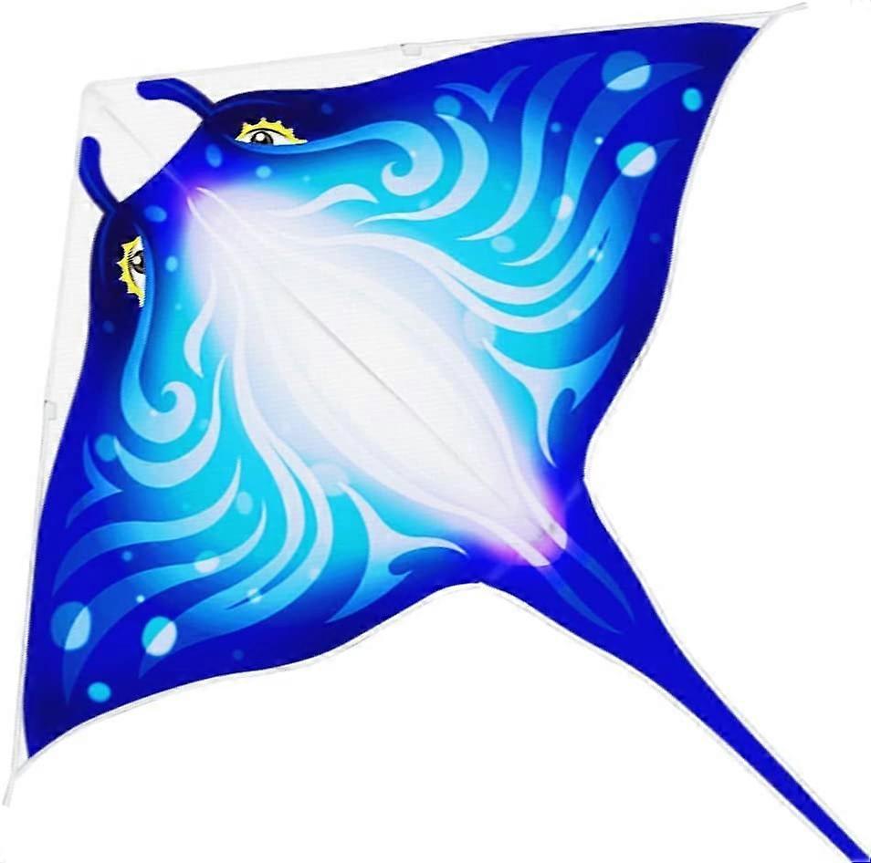 Colorful Life Devil Fish KiteEasy to Fly Delta Kite Single Line Large, Kite Handle Include (Blue)