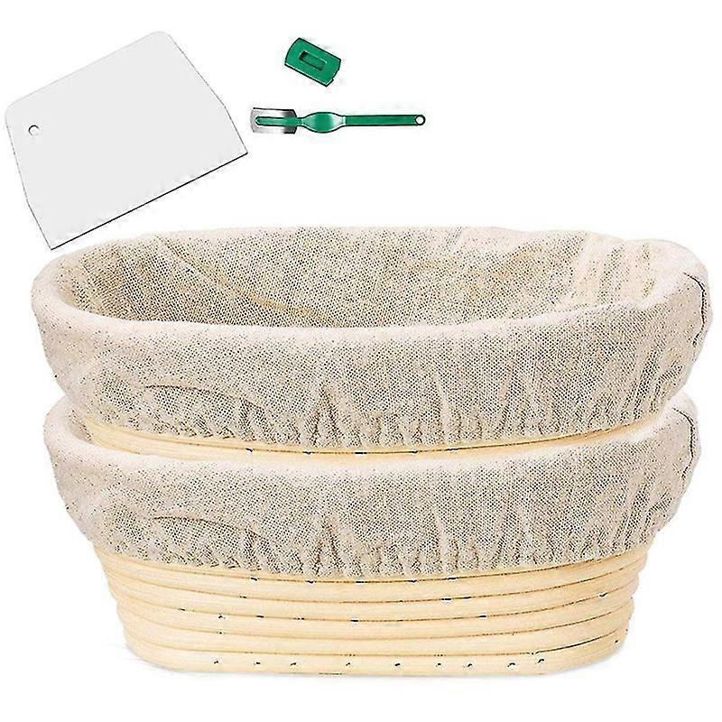 Banneton Gärkorb Set - Artisan Sauerteig Brotkorb, Teigschaber / Cutter & Brotform Tuch