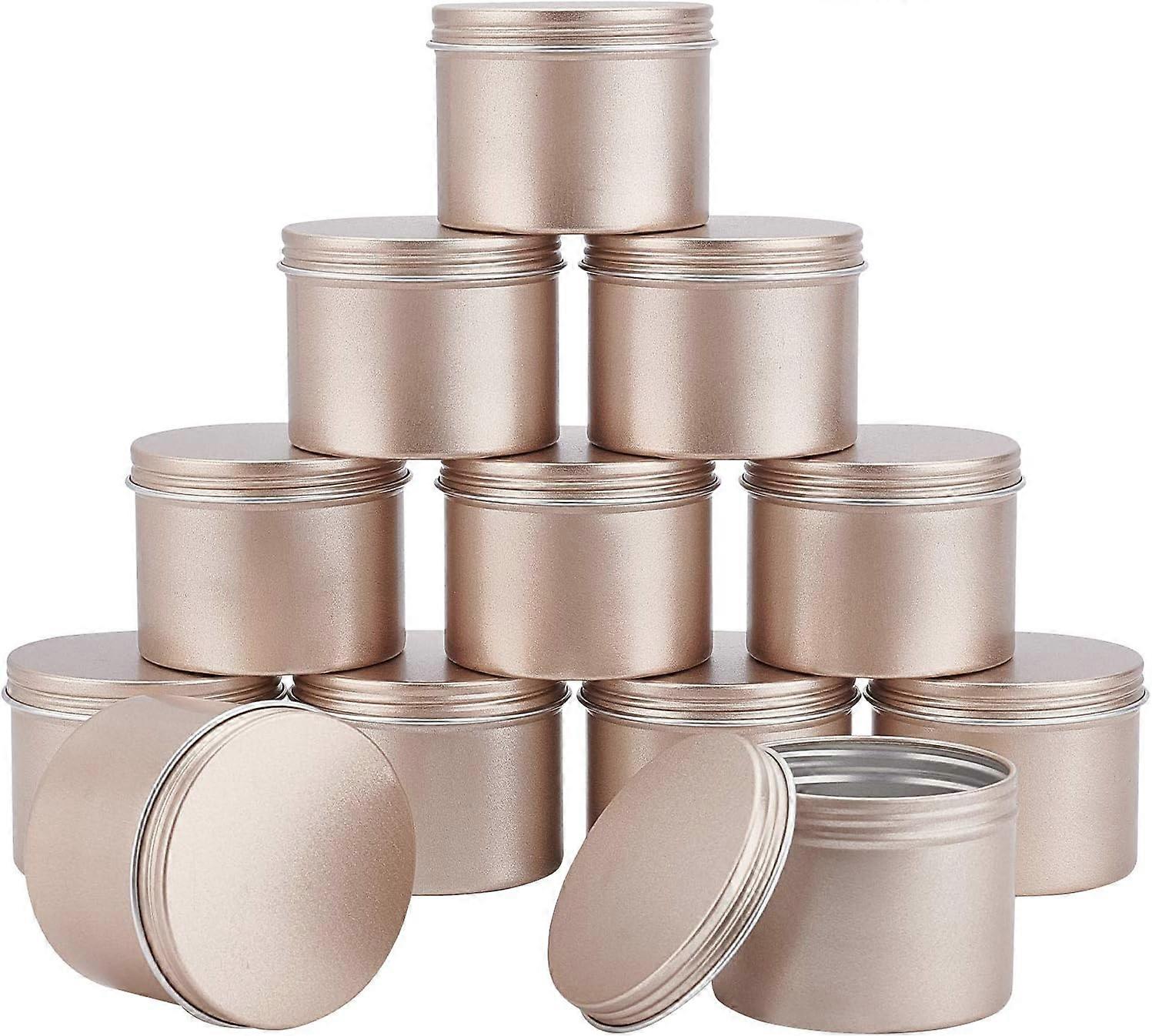 12 Pcs 100ml Aluminum Round Cans Travel Tins Containers Tins with Screw Lid for Candles Salve Spices Matte Gold Color DIY