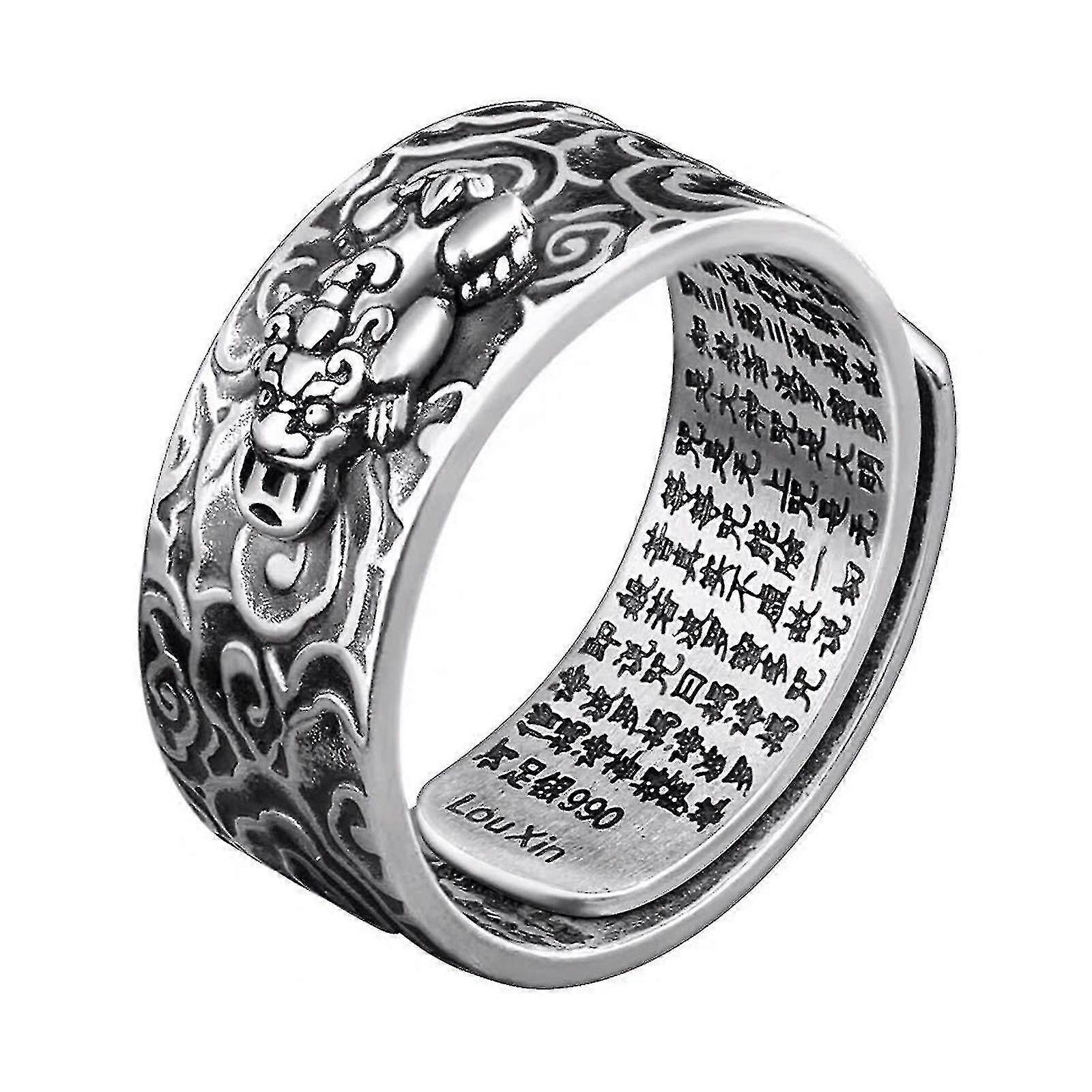 Pure Silver Lucky Pixiu Ring Sterling Silver For Men