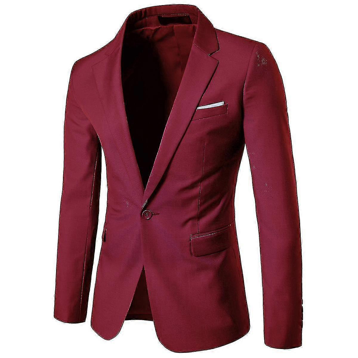 Men's Single-Breasted Solid Color Slim Blazer