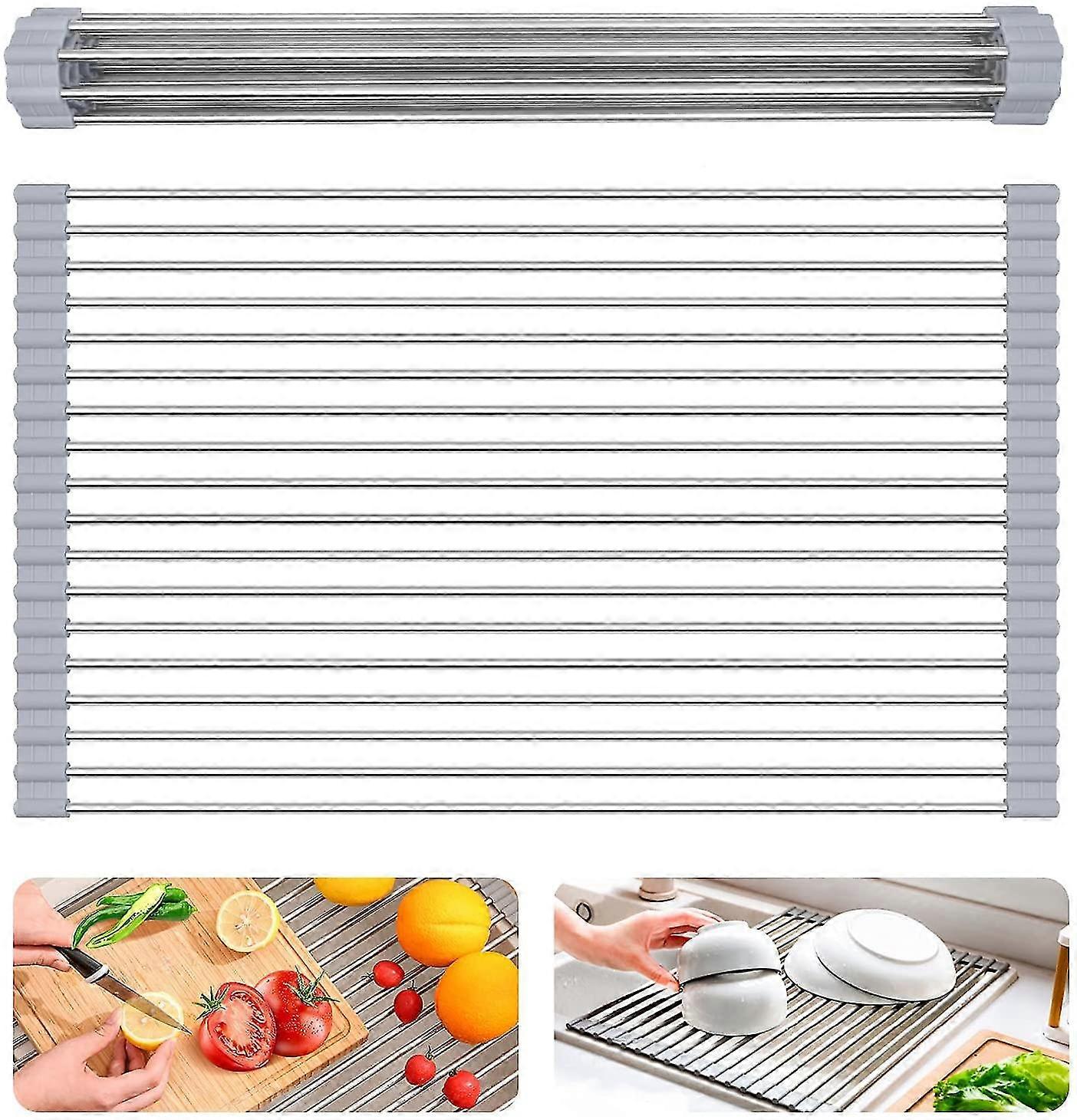 Dish Drying Rack Roll Up Dish Dryer Foldable Dish Rack Stainless Steel Kitchen Storage Rack