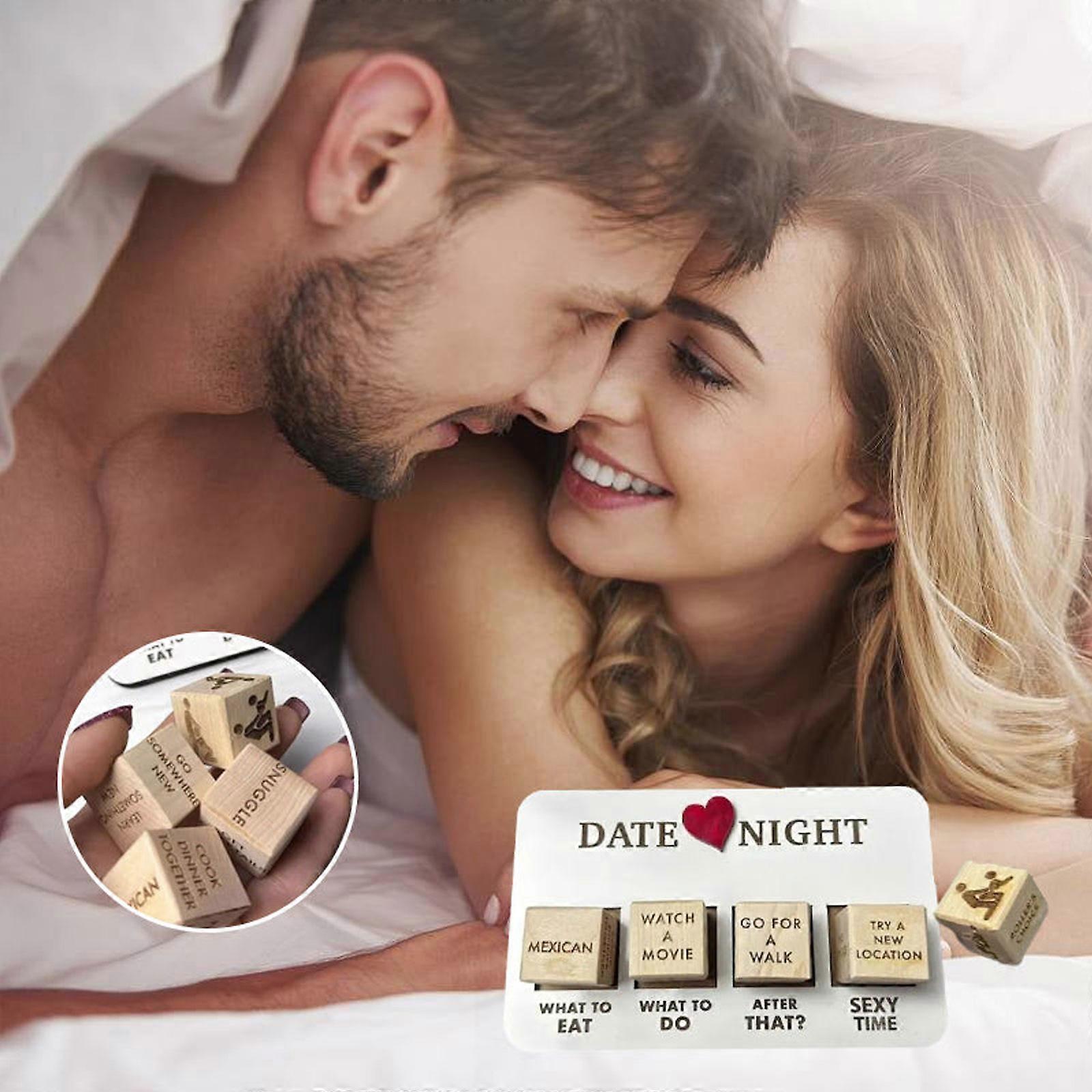 FOWSEEK Date Night Dice Game For Couples - Wooden Dice Set With Romantic Challenges & Ideas