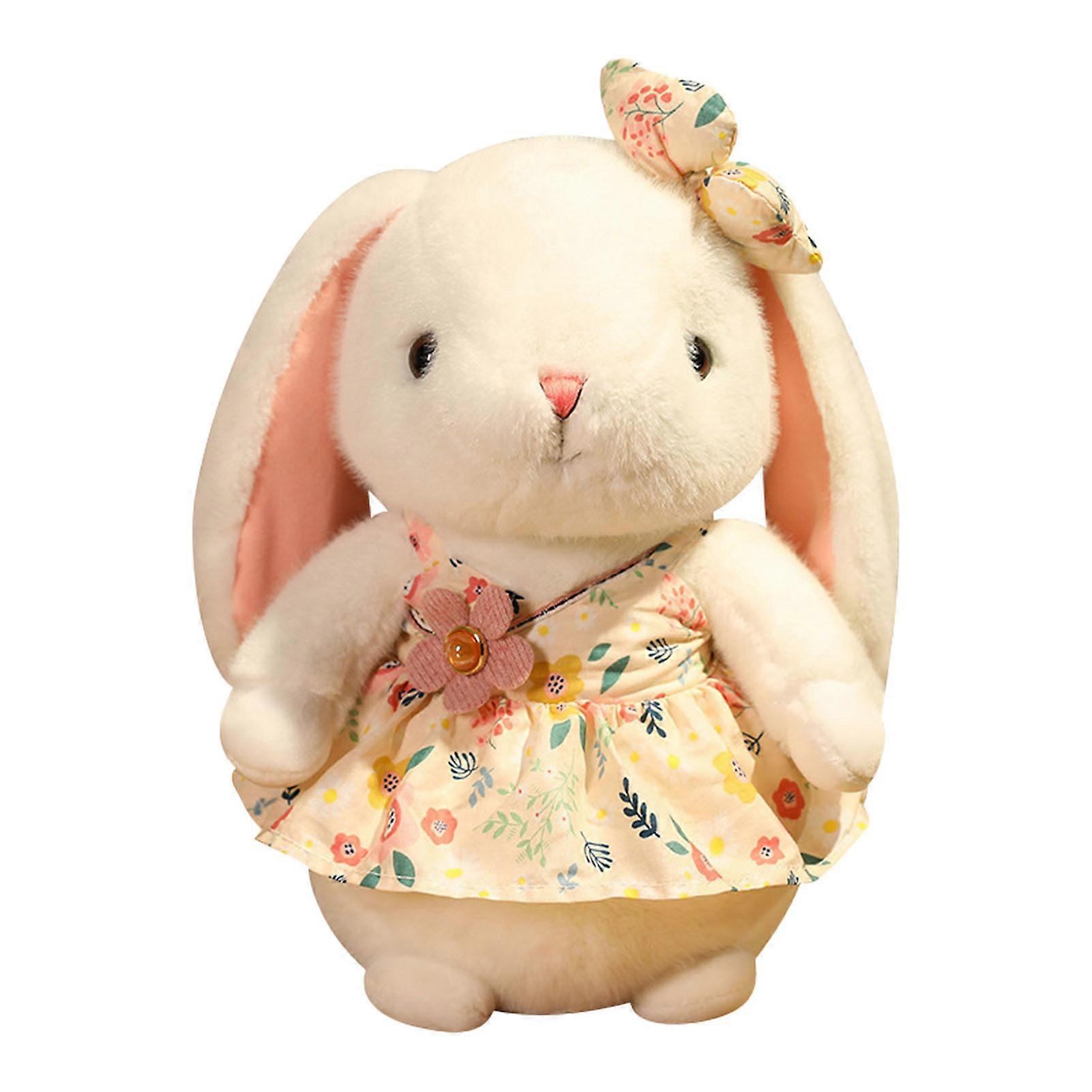 Bunny Plush Toy Soft Comfortable Plush Fabric Full Filling PP Cotton White Bunny Doll with Floral Skirt