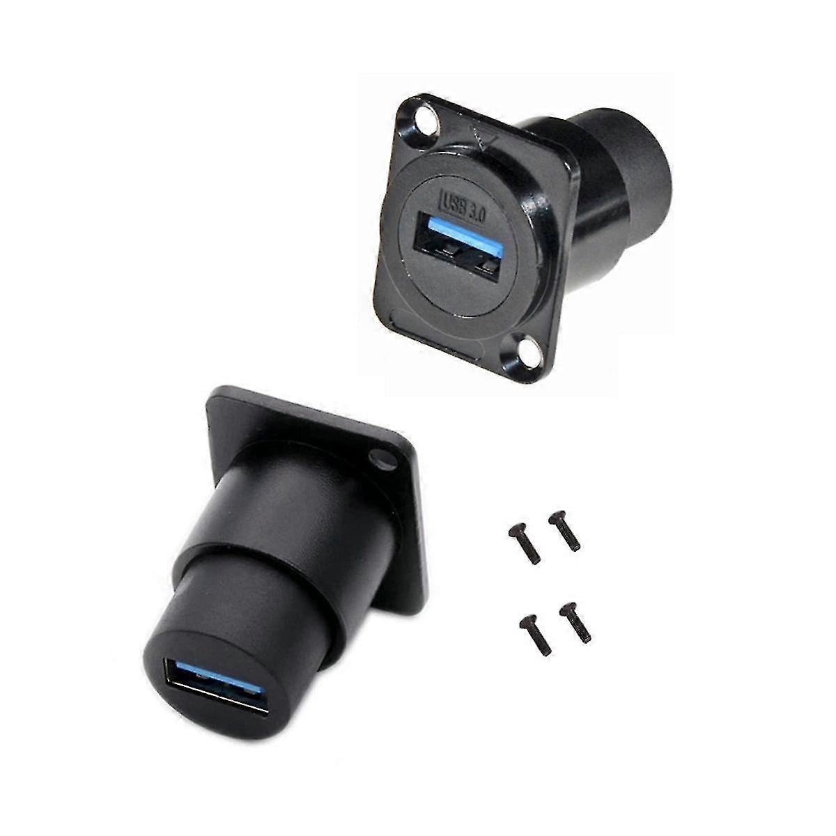 2 stk D Type Metal USB 3.0 Socket Kvinne til kvinne USB 3.0-kontakt D-type USB-panelmontering loddeløs signalkobling