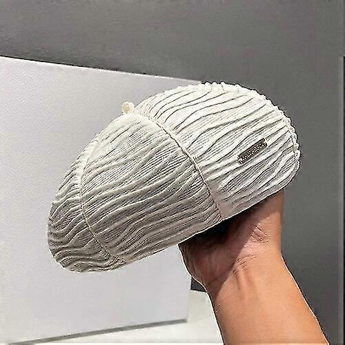 Metal Standard Striped Berets Hat Spring And Autumn Simple Niche Fashion All-match Painter Cap Women's Hats
