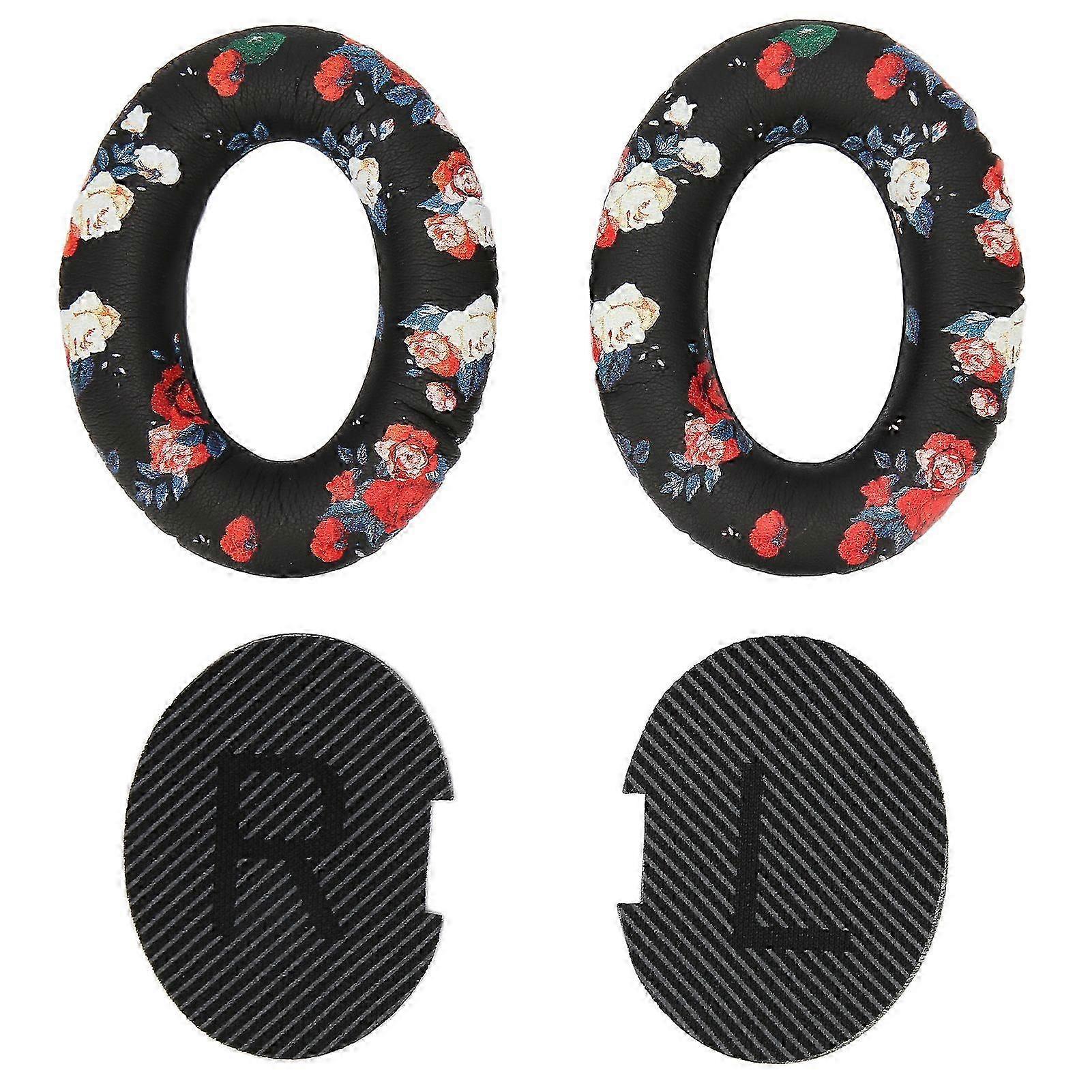 Headphone Ear Pads Soft Protein Leather Memory Foam Replacement Print Ear Cushions for QC35 QC25 QC15 QC2 AE2i AE2W Black