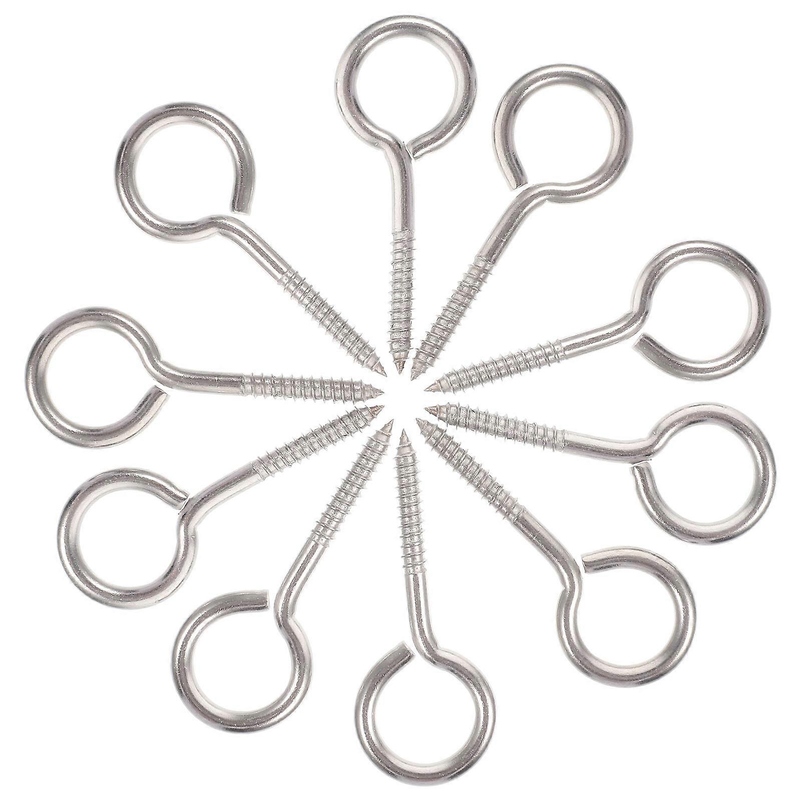 10Pcs Metal Screw Hooks Eye Hooks Heavy Duty Fixing Screws Swing Hammock Eye Hooks