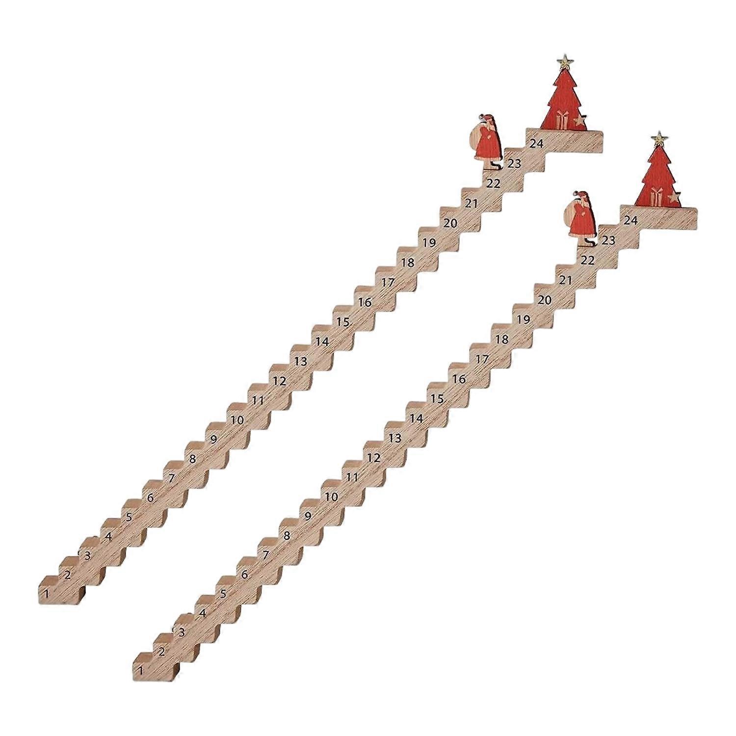 1Pc/2Pcs Wood Stairs Climbing Christmas Advent Calendar Santa's Staircase Countdown Calendar