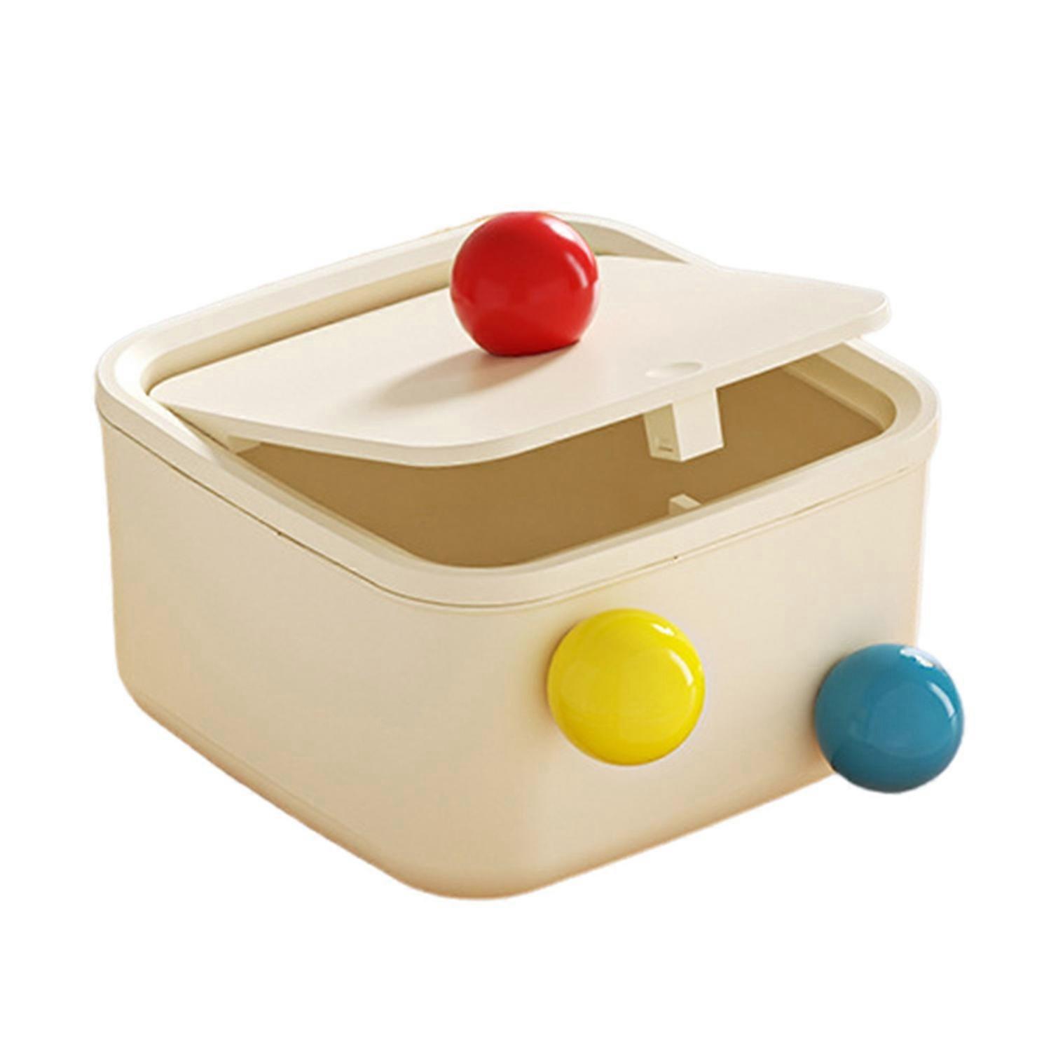 Desktop Storag Box with Cover Large Opening Press Type Sundries Storage Bin Dorm Office School Small