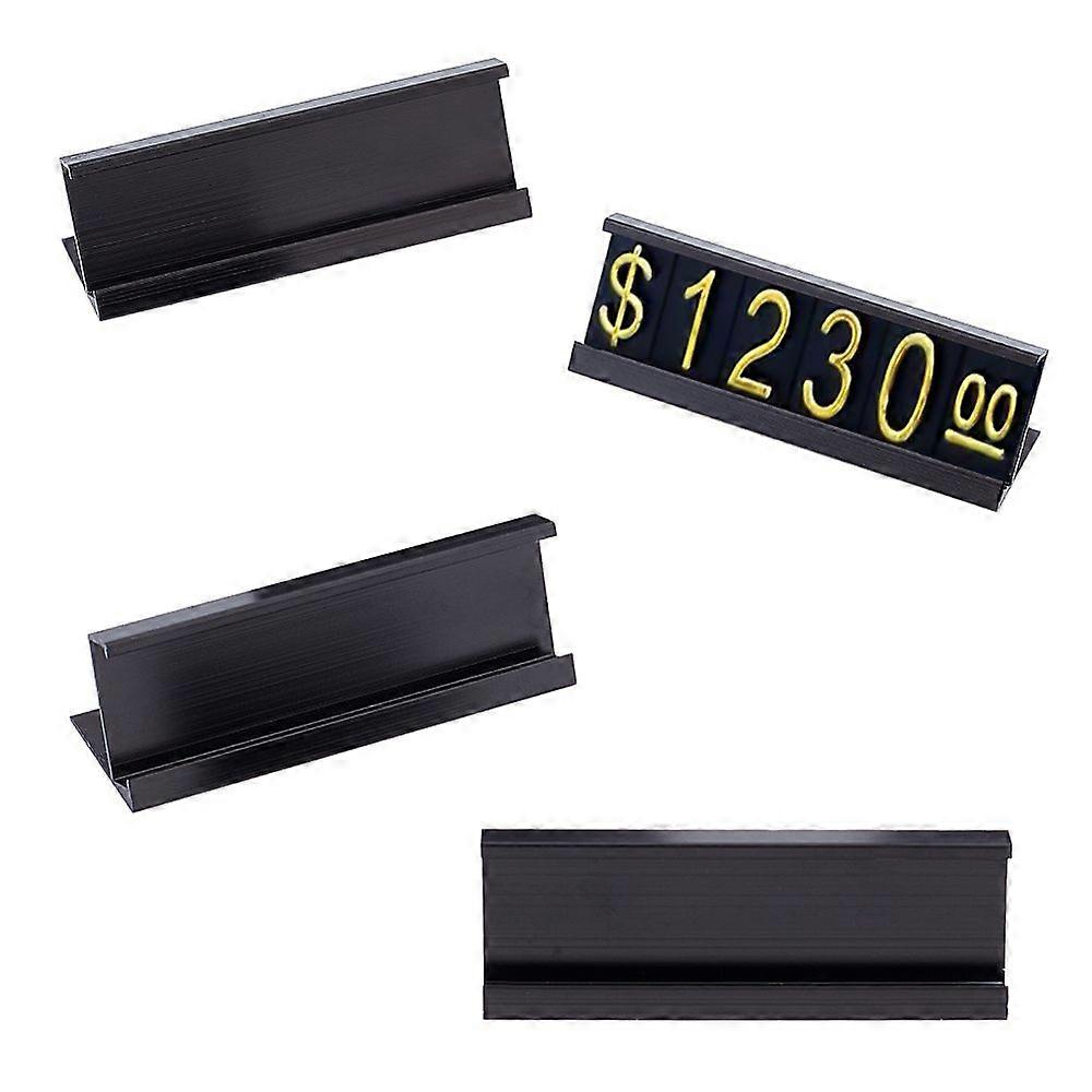 Aluminium Alloy Tabletop Sign Display Stands Horizontal Slanted Holder for Price Tags Name Card Display Rectangle Black 6x1.8x1.9cm