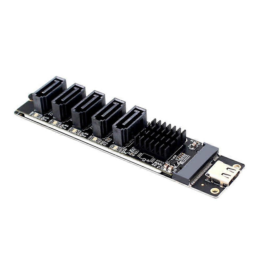Type C to 5-Port SATA 3.0 Adapter Card 6Gbps JM575&JMS580 Chip USB C to SATA 3.0 Expansion Card Plug & Play Riser Card